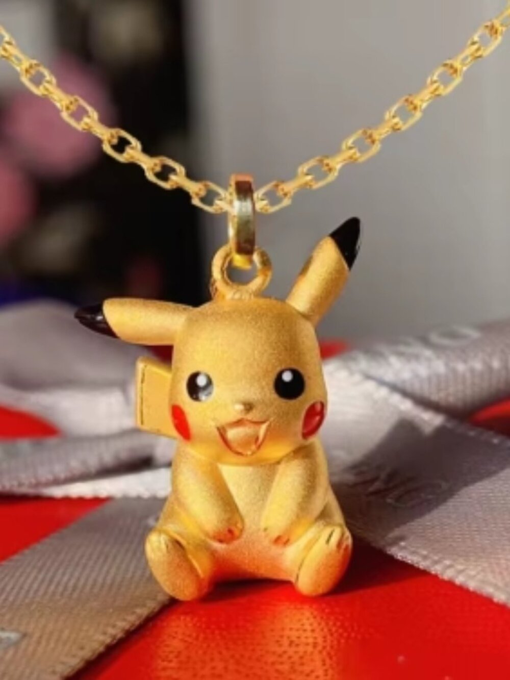 24K Gold Filled Pikachu Pokémon Pendant Necklace Anime Character